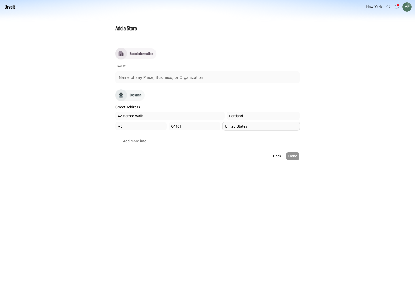 A confirmation says the suggestion was submitted and that Orvelt will send a notification if the store goes live.